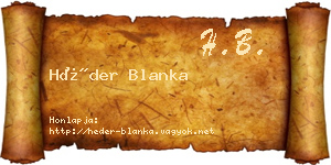 Héder Blanka névjegykártya